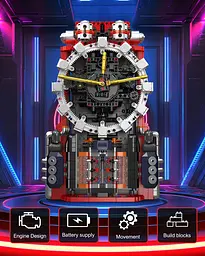 Конструктор механічний годинник Mould King Cyberpunk Mechanical Clock 10187 часи акумуляторні, для дорослих та дітей, 1601 деталей - мініатюра 4