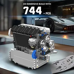 Конструктор двигун Mould King BMW  S55 Inline-6 Engine моторизований дитячий мотор 744 деталей - мініатюра 6