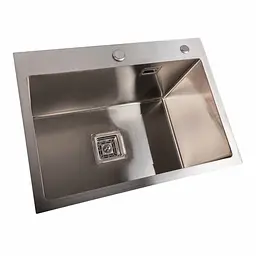 Кухонна мийка Platinum Handmade HSB 580x430x220 (квадратний сифон,3.0/1.0), Нержавіюча сталь - мініатюра 2