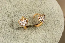 Сережки дитячі Xuping Jewelry серце з фіанітами 8 мм золотисті