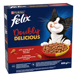Сухий корм Felix Doubly Delicious для дорослих котів з яловичиною, куркою та буряком 800 г - мініатюра 3