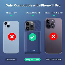 Чохол Feob Battery для iPhone 14 Pro (6,1 дюйма), потужний ультратонкий чохол для зарядки акумулятора ємністю 7200 мАг, захисний - мініатюра 2