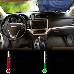 Шторка-жалюзі автомобільна сонцезахисна для лобового скла 65x130 см, сіра (4338579957) - мініатюра 5