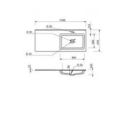 Умивальник накладний Adamant Flat White 120 R штучний камінь 1200x478x140мм 120 см - мініатюра 4