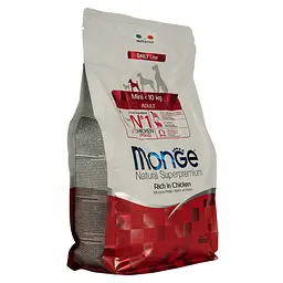 Сухий корм Monge Dog Mini Adult, для дорослих собак маленьких порід, курка з рисом, 800 г - мініатюра 3