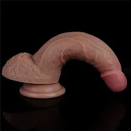 Фалоімітатор Dual Layered Silicone Cock 7" 18 см (коричневий) - мініатюра 10