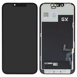 Дисплей для iPhone 13, чорний, з рамкою, ., (OLED), GX OEM hard