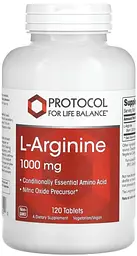 L-аргінін Protocol for Life Balance L-Arginine 1000 мг 120 вег таб