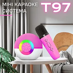 Портативна бездротова караоке система з двома мікрофонами та rgb підсвічуванням KTV teh0032259 - мініатюра 2