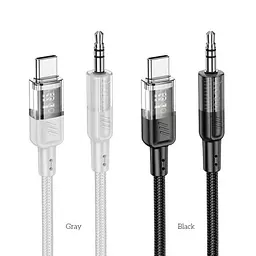 Аудіоадаптер Hoco UPA27 Spirit transparent digital audio conversion cable Type-C 1.2 м сірий - мініатюра 5