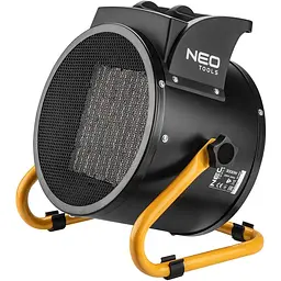 Теплова гармата Neo Tools електрична 3кВт, 60м кв, 280м куб/год, керамічний нагрів. елемент (PTC), чорний