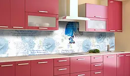Вініловий кухонний фартух Блакитні метелики наклейка для кухні квіти Абстракція Happy Pocket Z181662 - мініатюра 2