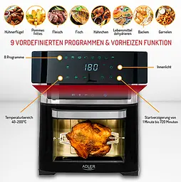 Аерофритюрниця 8 в 1 аеродуховка 13 л Adler AD 6309 2500 Вт - мініатюра 8