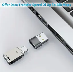 Перехідник з USB на Type-C OTG, USB Type-C. Чорний - мініатюра 2
