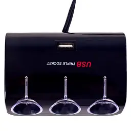 Автомобільний розгалужувач прикурювача VOIN 3 виходу 1 USB 1000mA 12/24V (SC-3073) - мініатюра 2