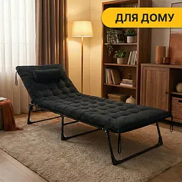 Розкладне ліжко (розкладачка) з оксамитовим матрацом і подушкою LEOBRO Black (LB-FB-A3-BLK) - мініатюра 5
