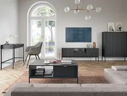 Комод високий Perfect Home Нова / Nova 2-дверний з чорними ніжками K104 Чорний (PFH-091238) - мініатюра 5
