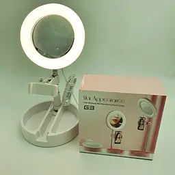 Кільцева LED лампа з тримачем телефону та дзеркалом настільна для блогерів та візажистів 16см RING LIGHT G3 білий КОПІЯ - мініатюра 16