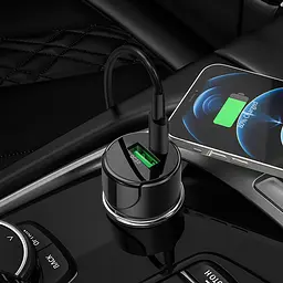 Адаптер автомобільний HOCO Light road dual port digital display car charger Z42 - мініатюра 4