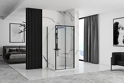 Душова кабіна Rea Rapid Slide 80x100 black REA-K6421 + REA-K6400, Чорний матовий, Універсальна, прозрачний, Чорний матовий - мініатюра 3
