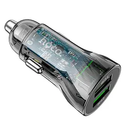 Адаптер автомобільний HOCO Transparent Discovery Edition dual port Z47 2USB, QC, 3A - мініатюра 4
