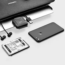 Перехідник Ugreen USB 3.0 Type-A SATA III F + DC Adapter CR108 чорний - мініатюра 7
