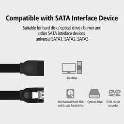Кабель SATA Serial ATA III Ugreen US217 з блокувальною клямкою 0.5м, Кутовий конектор Чорний (30797) - мініатюра 3