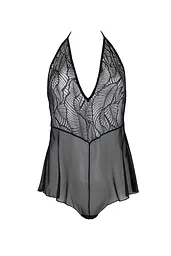 Боді Passion LEAFA BODY black S/M, на зав'язках, м'яка чашка, низ у вигляді шортиків - мініатюра 3