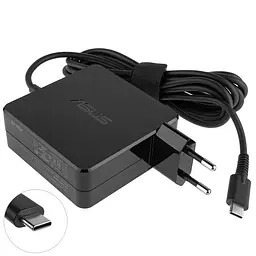 Блок живлення для ноутбука Asus USB-C 65W, Type-C, квадратний, адаптер+перехідник, Black - мініатюра 2