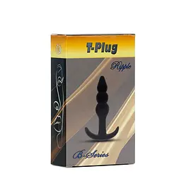 Анальна пробка для носіння B-Series T-Plug Ripple, 9.5х2.5 см, чорний - мініатюра 3