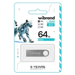 USB флеш накопичувач Wibrand 64GB Puma Silver USB 2.0 (WI2.0/PU64U1S) - мініатюра 2