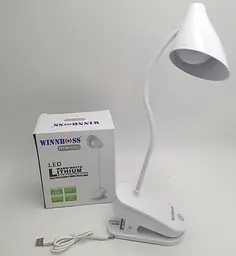 LED-лампа сенсорна світлодіодна настільна на прищіпці акумуляторна (знімний 18650) тепле, нейтральне та холодне світло WinBoss 1927 - мініатюра 6
