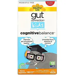 Кишечник і мозок Country Life Gut Connection Kids Cognitive Balance 100 жувальних таблеток - мініатюра 2
