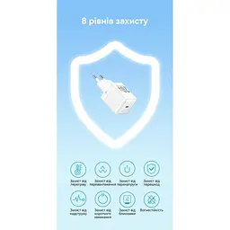 Зарядний пристрій Vention USB-C PD 20 Вт GaN білий (FEPW0-EU) - мініатюра 10