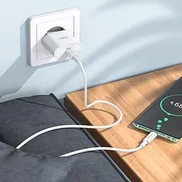 МЗП Hoco C94A Metro PD20W (1USB-C) + кабель Type-C to Type-C White - мініатюра 7