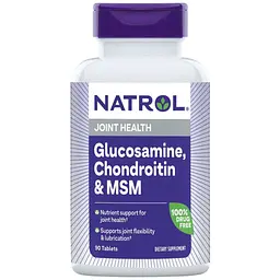 Глюкозамін, Хондроїтин та MSM Natrol Glucosamine, Chondroitin and MSM 90 таблеток (NTL00228) - мініатюра 3