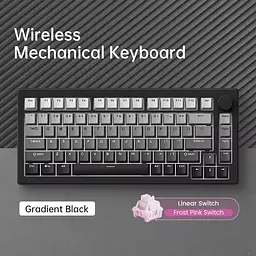 Ігрова механічна клавіатура Akko 5075 V3 / Три режими підключення / Frost Pink Switch / Black - мініатюра 3