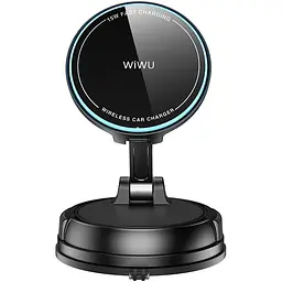 Автотримач з Бездротовий зарядний пристрій WIWU CH-326 Universal Vacuum Suction Magnetic 15W Black - мініатюра 4