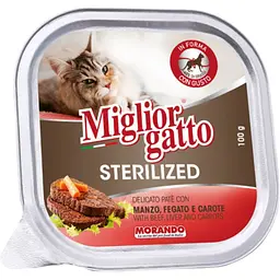 Набір вологого корму Мікс для котів Migliorgatto Sterilized курка, прошуто 2 шт. + курка, ягня 2 шт. + яловичина 2 шт. 600 г (6 шт. x 100 г) - мініатюра 3