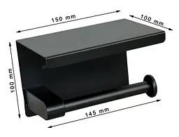 Тримач туалетного паперу Primo TP03 металевий з полицею - Black - мініатюра 6