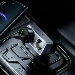 Адаптер автомобільний HOCO Smart dual cigarette lighter car charger Z65 2DC, 240W - мініатюра 2