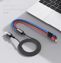 Шнур для заряджання телефону кабель lightning micro usb type c для заряджання Awei CL-971 - мініатюра 4