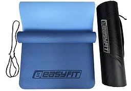 Килимок для йоги та фітнеса EasyFit TPE+TC 6мм двошаровий + Чохол синій з блакитним (EF-1924s-BLB) - мініатюра 8
