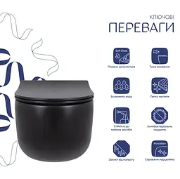 Унітаз підвісний Qtap Taurus Ultra Quiet, з сидінням Slim Duroplast/ Soft-close/ Quick Release QT2433084EUQMB - мініатюра 2