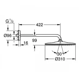 Верхній душ Grohe RAINSHOWER 26557000, Хром - мініатюра 2