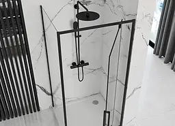 Душова кабіна Rea Rapid Swing 90x90 black REA-K6422 + REA-K6409, Чорний матовий, Універсальна, прозрачний, Чорний матовий - мініатюра 2