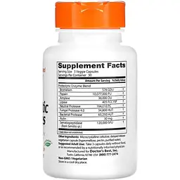 Ферменти протеолітичні відстроченого вивільнення Doctor's Best Proteolytic Enzymes 90 вегетаріанських капсул - мініатюра 2