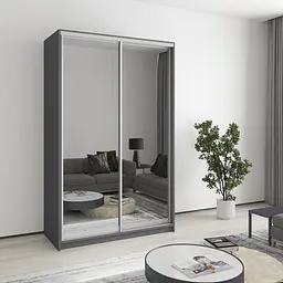 Шафа-купе дводверна MebelStar Стандарт AL 2 Дзеркала 130x45x210 см Антрацит (MBS-2471)
