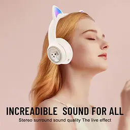 Дитячі бездротові навушники з котячими вушками Onikuma B3 з Bluetooth 5.3, RGB-підсвічуванням, мікрофоном та картою памʼяті microSD до 25 годин роботи рожевий - мініатюра 6