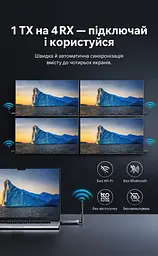 Бездротовий HDMI Vention 1 передавач і 1 приймач 1080p 60 Гц до 200 м на відкритій місцевості потрібне живлення модулів через USB-C кнопка паузи та відновлення трансляції дублювання екрана розширення екрана за підтримки комп’ютером із заводським спарюванням сіро-чорний (ADPH0-1) - мініатюра 11